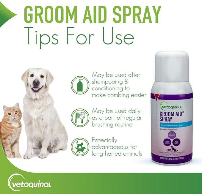 Vetoquinol Groom-Aid Detangler & Deodorizer Spray for Dogs & Cats, 7oz