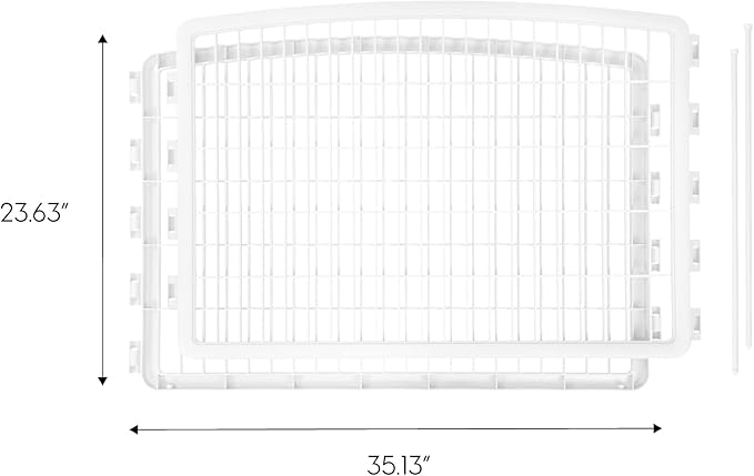 IRIS USA Dog Playpen Add-On Panels, 2-Panel 24" Pet Playpen, Puppy Playpen, Foldable, Customizable, White