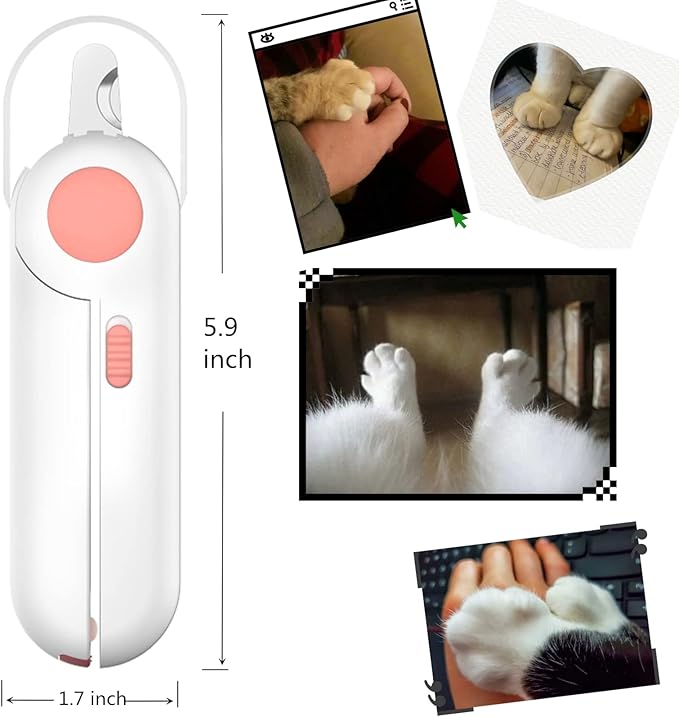 Dog & Cat Pets Nail Clippers and Trimmers,with LED Lighting Safety Guard to Over Cutting, Nail File-Suitable for Small Dogs and Cats(Pink)