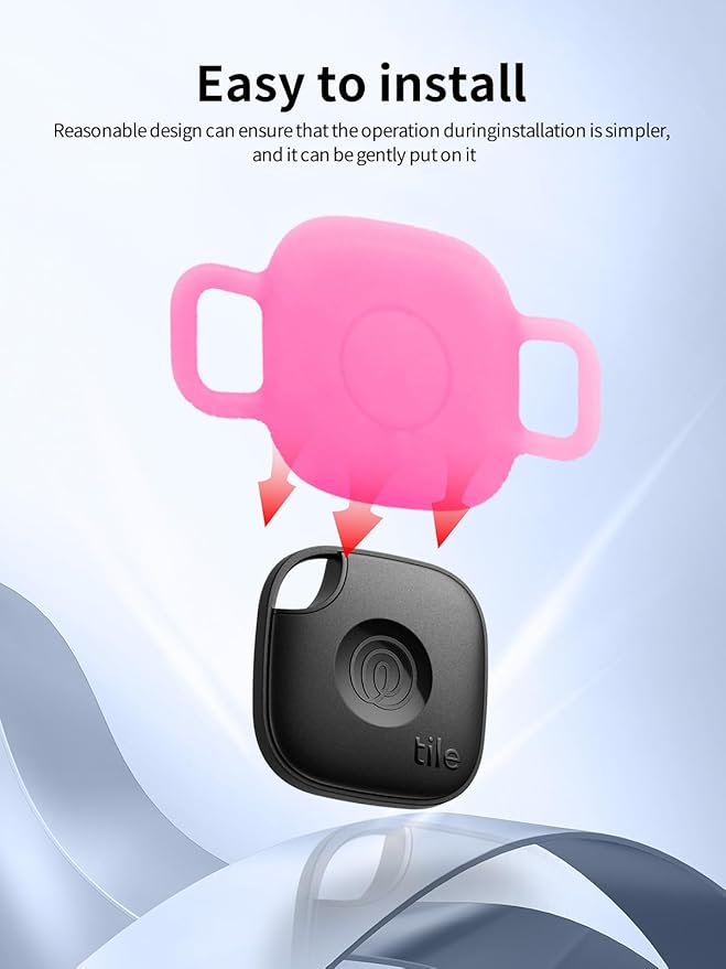 Case for Tile by Life360 Mate (2024) Bluetooth Tracker for Dog, Cat, Pets, Soft Silicone Protective Portable Scratch Shock Resistant,1 Luminous Pink+1 Luminous Blue.