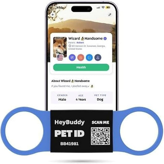 HeyBuddy® Slide Series - QR Code Smart Pet Tags for Dogs & Cats, Personalized Pet Tag Stores Multiple Information, Includes Passive Location Tracking, Real-Time Notification & Community Alerts