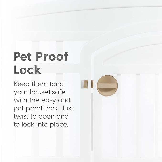 IRIS USA 24" 6-Panel Dog Playpen with Door, 61 x 61 x 24, Puppy Playpen, Dog Play Pen Indoors, Pet Fence, Small/Medium Pets, White
