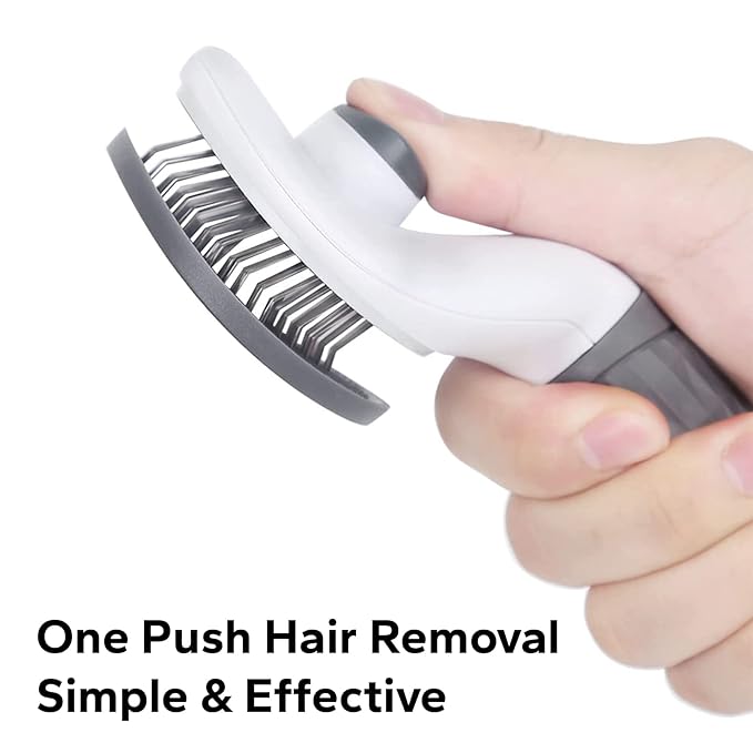 Self-Cleaning Slicker Brush for Dogs and Cats, Hair Cleaner Brush, Shedding and Dematting Grooming Comb, Pet Grooming Brush-Pink