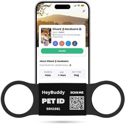 HeyBuddy® Slide Series - QR Code Smart Pet Tags for Dogs & Cats, Personalized Pet Tag Stores Multiple Information, Includes Passive Location Tracking, Real-Time Notification & Community Alerts