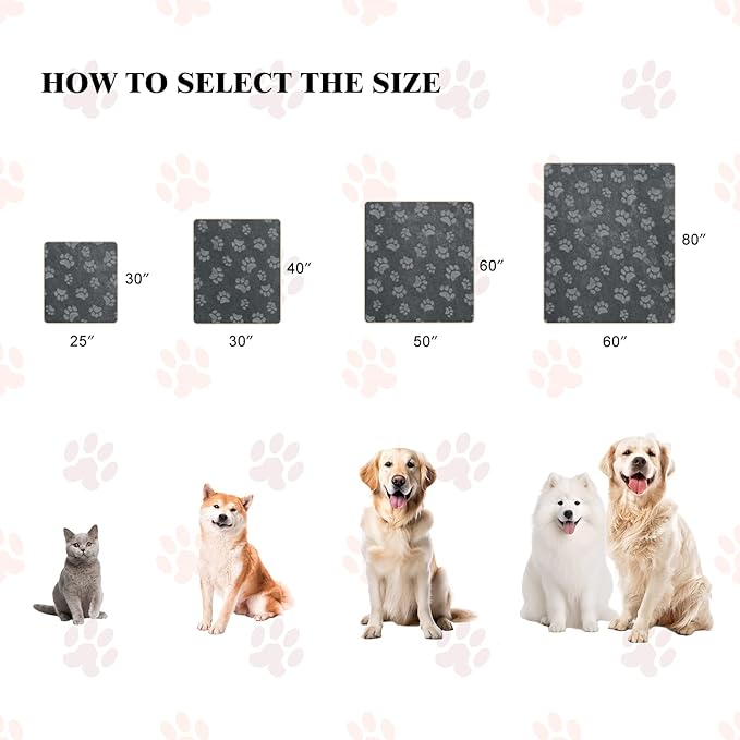 Qeils Pet Blankets for Cats - Waterproof Cat Blanket Washable - Sherpa Fleece Puppy Blanket, Soft Plush Reversible Throw Protector for Bed Couch Car Sofa, 25"X30", Dark Grey