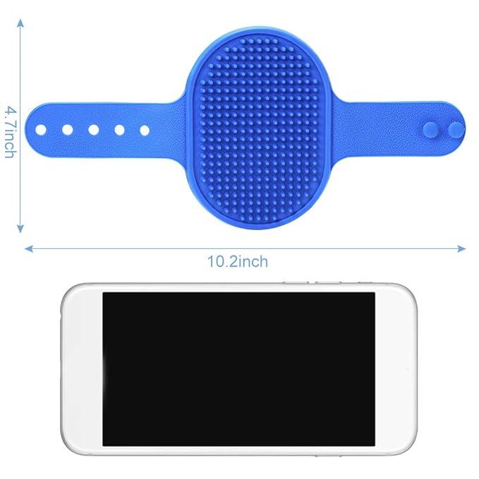 Dog Bath Brush | Pet Shedding Shampoo Brush for Long & Short Hair | Grooming Rubber Comb for Cat & Dog | Animal Soft Massage Scrubber | with Adjustable Ring Handle (2 Pcs)