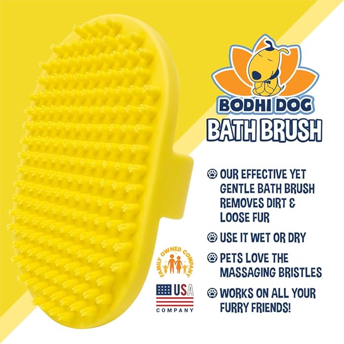 Bodhi Dog Shampoo Brush - Pet Grooming & Bath Supplies for Cats and Dog - Bath Brush for Long & Short Hair - Premium Scrubber for Shower, Bathing & Massage (One Pack, Yellow)