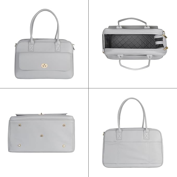 Fashion Pet Carrier Dog Purse Carrier Cat Soft-Sided Carriers for Puppy Kitten, Stylish Leather Handbag Tote Travel Pet Bag for Small Dogs Cats, TSA Airline Approved (Grey)