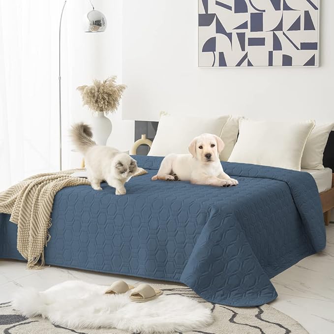 Waterproof and Non-Slip Dog Bed Cover and Pet Blanket Sofa Pet Bed Mat ,car Incontinence Mattress Protectors Furniture Couch Cover for Most Cats Dogs,Pets(82x102- Navy Blue)