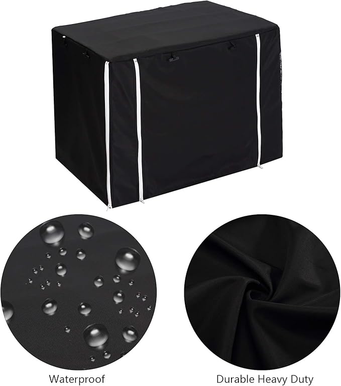 Geyecete Dog Crate Cover - Universal Fit for 24-48Inch Wire Cage, Lightweight Polyester Fabric, Breathable Double Door Cage Cover - Black - 42 Inch