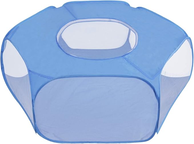 Portable Pet Tent Small Animal Pet Playpen Breathable Transparent Pet Tent with Zipper Top Cover Indoor Outdoor Foldable Cage Exercise Yard Fence for Kitten Puppy Guinea Pig Small Dogs Cats