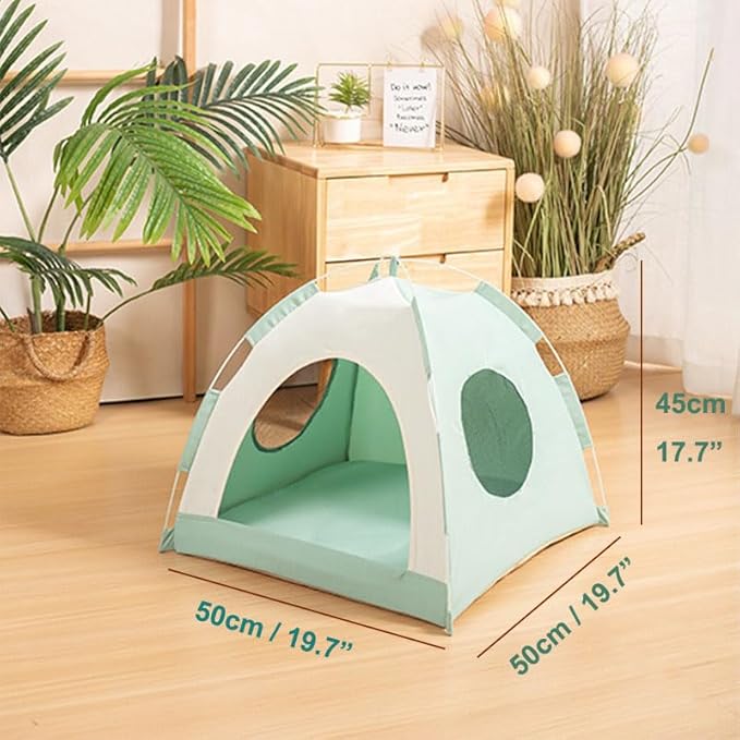 Cute Cat Teepee Cave, Cat Tent Foldable Indoor Outdoor with Thick Mat,Puppy Bed Tent,Bunny Pet Tent Teepee,Portable Dog House Teepee Tent, Cat Bed,Dog Bed Tent,Puppy Bunny,Pet Tent Teepee (U, M)