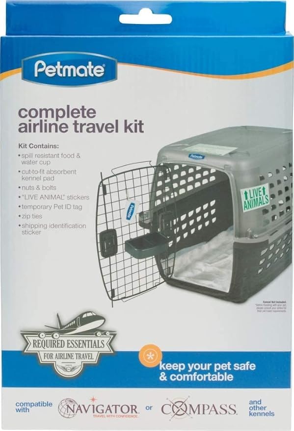 Petmate Vari Kennel (32") and Kennel Travel Kit for Pets