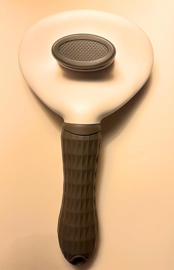 Pet Clean Hair Remover Button Stainless Steel Brushes Dogs Cat Slicker Self Cleaning Grooming Pet Comb Brush (grey)