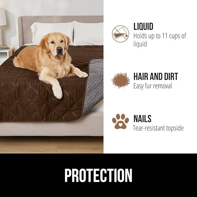 Gorilla Grip 100% Waterproof Dog Blanket, Pet Friendly Sofa Throw Essential for Small Pets, Dogs, Cats, Tear and Slip Resistant Leakproof Couch Cushion Cover for Indoor Furniture, 30x70 Chocolate