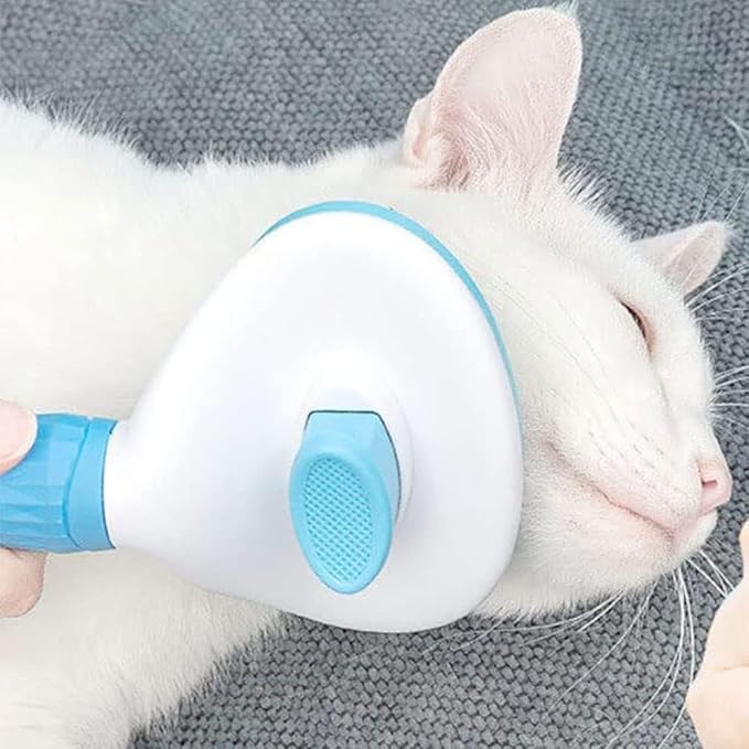 Self-Cleaning Slicker Brush for Deshedding Pets - Smooth Handle with Cleaning Button, Ideal for Grooming and Massaging Dogs and Cats (Blue)