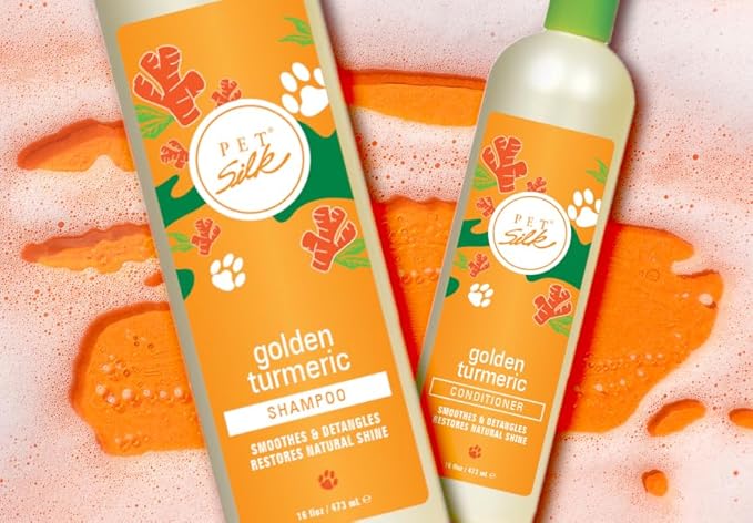 Pet Silk Golden Turmeric Shampoo, Strengthens and Repairs Damaged Ful, Gentle on Skin, Moisturizes Skin to Prevent Breakage and Flaking, Infused with Turmeric & Silk! (1 GAL)