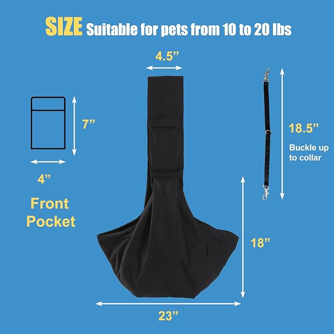 Dog Cat Sling Pouch Carrier Bag, Adjustable Strap Comfortable Safe Portable Hands Free Pet Outdoor Travel Bag, Fit Small & Medium Puppy Dog Cat