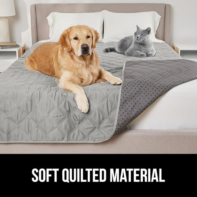 Gorilla Grip 100% Waterproof Dog Blanket, Pet Friendly Sofa Throw Essential for Small Pets, Dogs, Cats, Tear and Slip Resistant Leakproof Couch Cushion Cover for Indoor Furniture, 30x70 Lt Gray