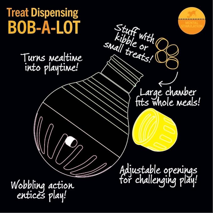 Starmark Bob-A-Lot Interactive Dog Pet Toy, Large, Yellow/Green/Purple