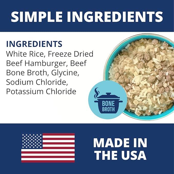 Under the Weather Bland Diet for Dogs | Easy to Digest for Sick Dogs | Always Be Ready | Contains Electrolytes - Natural Freeze Dried 100% Human Grade Meats| 1 Pack- Rice, Hamburger & Bone Broth - 6oz