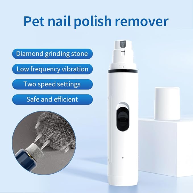 Dog Nail Grinder with 2 Grinding Heads - 2-Speed Powerful Electric Pet Nail Trimmer Professional, Painless Claw Decoration and Smoothing Suitable for Small, Medium, Large Dogs and Cats