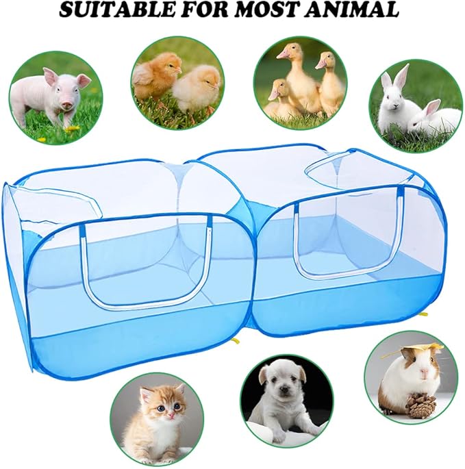 Portable Chicken Coop Chicken Run with Removable Bottom,Large Foldable Pet Enclosure for Puppy Duck Kitten Rabbits Indoor Outdoor Yard(Blue)