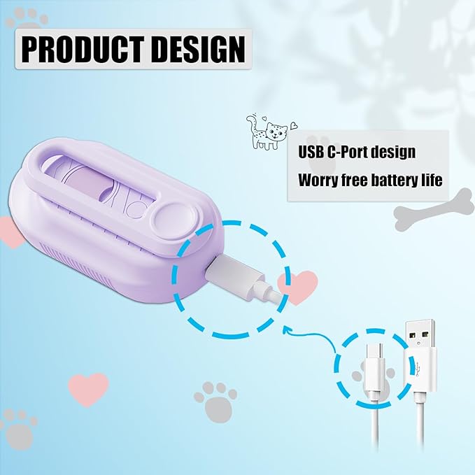 Steam Brush for Cats Dog Fur Misting Brush Rabbit Brush for Shedding Grooming with Charging Cable and Collapsible Handle ALD-002-P (Purple)