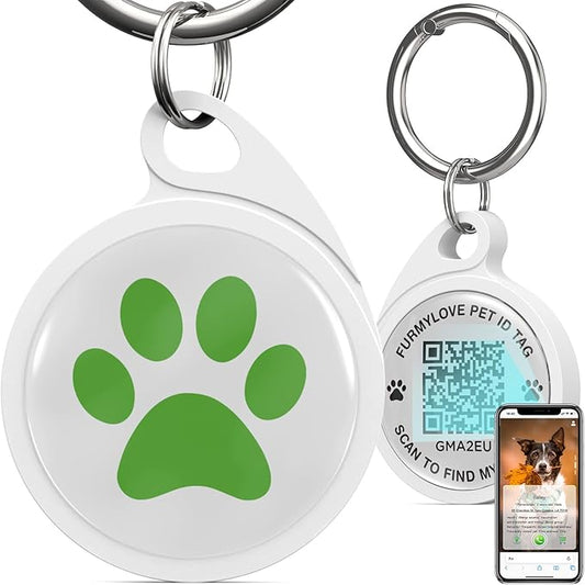 QR Code Dog Tag, Smart ID Tags, Dog Tags Personalized Lightweight Silent ID Tag for Kids Pets Bags Keys, Green