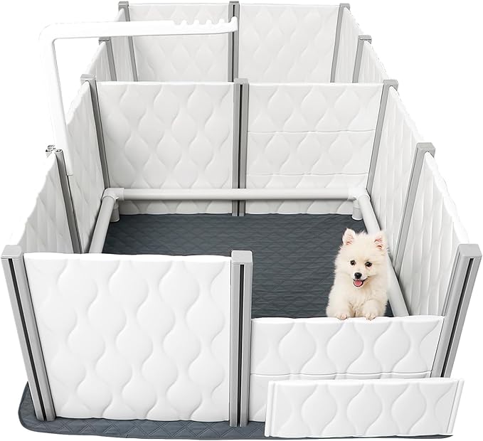Senneny Whelping Box for Dogs - 24” Extra Tall - Dog Whelping Pen with Whelping Pad and Lamp Holder - Dog Whelping Supplies for Large Medium Small Dogs Puppies (2-Rooms(96" L x 48" W x 24" H))