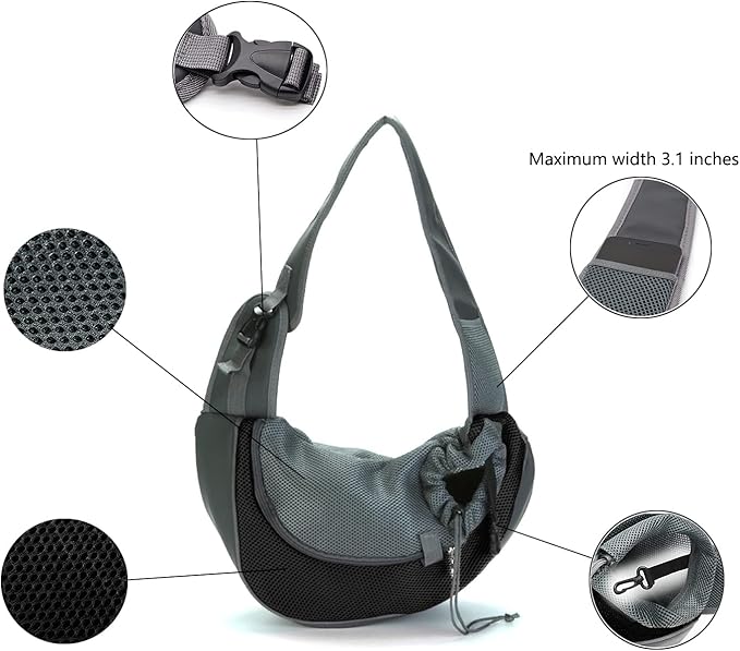 Kucehiup Dog Sling Carrier for Small Dogs Cat Carrier Breathable Mesh Bag(Fits Approximately 3 lbs to 6 lb Pets)(Black)