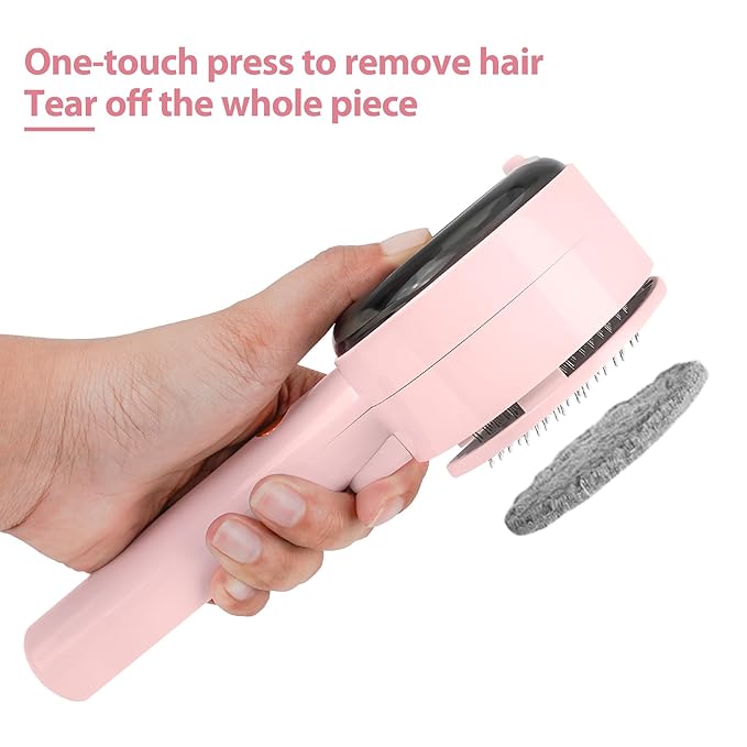 Steam Brush for Cats,3 in 1 Steamy Pet Brush Dog for Shedding for Indoor Cats,Water Brush for Cats Dogs,Spritz Defur Comb for Cats,Pet Grooming Brush Removal Comb with Spray for Cats(Pink)