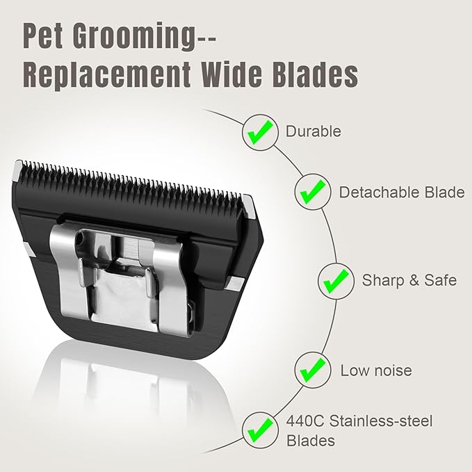10 Wide Blades for Dog Grooming,Compatible with Artero/Andis/Oster A5/Wahl km10 Dog Clippers,Cutting Length 1/16",2 Pack (Black)