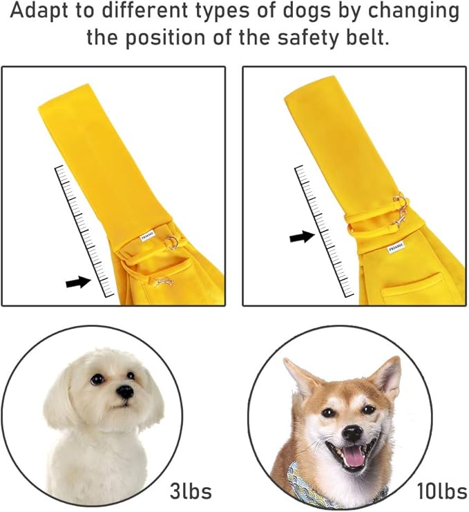 FDJASGY Small Pet Sling Carrier-Hands Free Reversible Pet Papoose Bag Tote Bag with a Pocket Safety Belt Dog Cat for Outdoor Travel Lemon Yellow