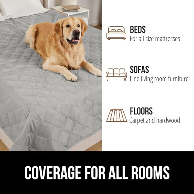 Gorilla Grip 100% Waterproof Dog Blanket, Pet Friendly Sofa Throw Essential for Small Pets, Dogs, Cats, Tear and Slip Resistant Leakproof Couch Cushion Cover for Indoor Furniture, 30x70 Lt Gray
