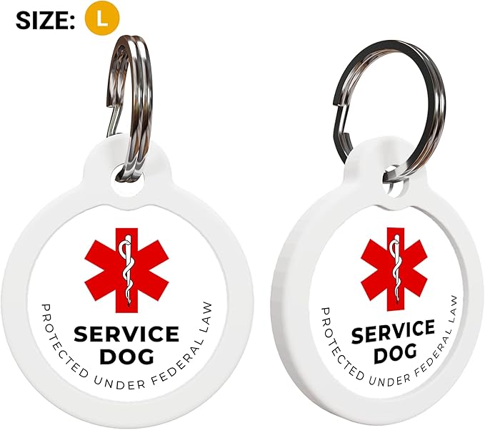QR Code Pet Tag Service Dog ID - ESA - Emotional Support Service Dog Name Tags (Service Dog, L)