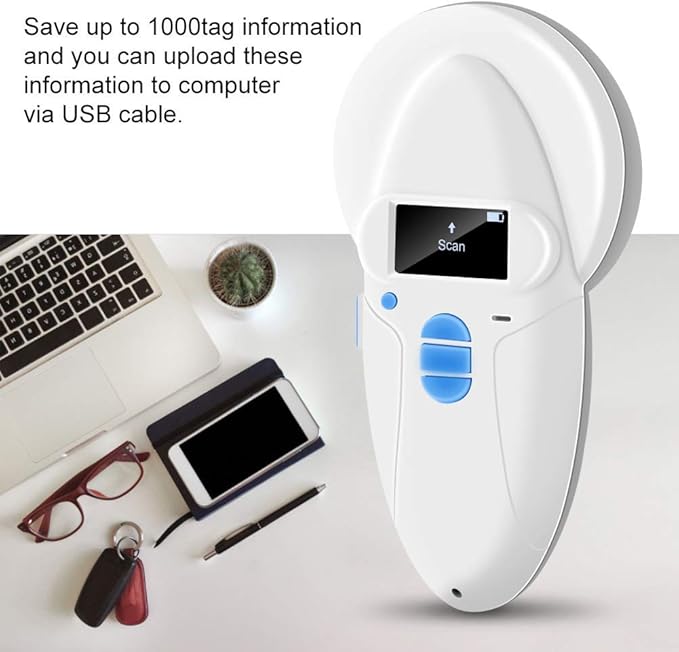 Sonew RFID Chip Reader Scanner, 134.2Khz Animal Pet Microchip Recognition Reader for Pet Animal Cat Dog Microchips Transponders in Cushioned Case