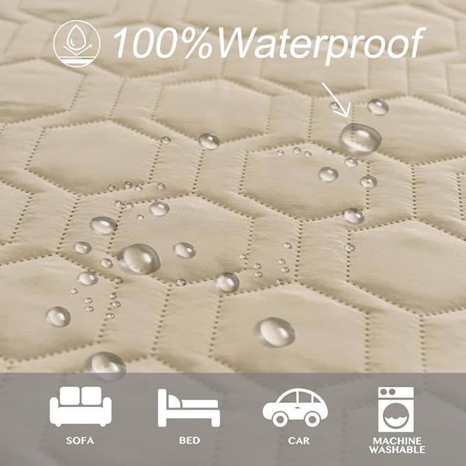 Waterproof and Non-Slip Dog Bed Cover and Pet Blanket Sofa Pet Bed Mat ,car Incontinence Mattress Protectors Furniture Couch Cover for Most Cats Dogs, Pets(40x50-Beige)