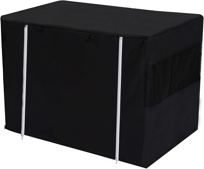 Geyecete Dog Crate Cover - Dog cage Covers Universal Fit for 24-48Inch Wire Dog cage, Lightweight Polyester Fabric, Breathable Double Door Dog Cage Cover-Black-30 Inch