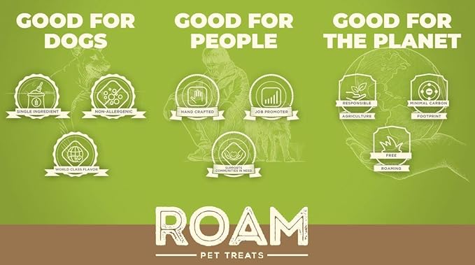 ROAM Pet Treats Bucky Chucky – Grasslands Venison Dog Bone, Single Ingredient, All Natural, Grain-Free, & Gluten-Free