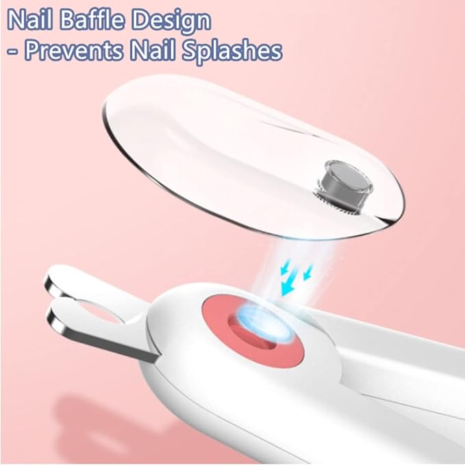 Dog & Cat Pets Nail Clippers and Trimmers,with LED Lighting Safety Guard to Over Cutting, Nail File-Suitable for Small Dogs and Cats(Pink)
