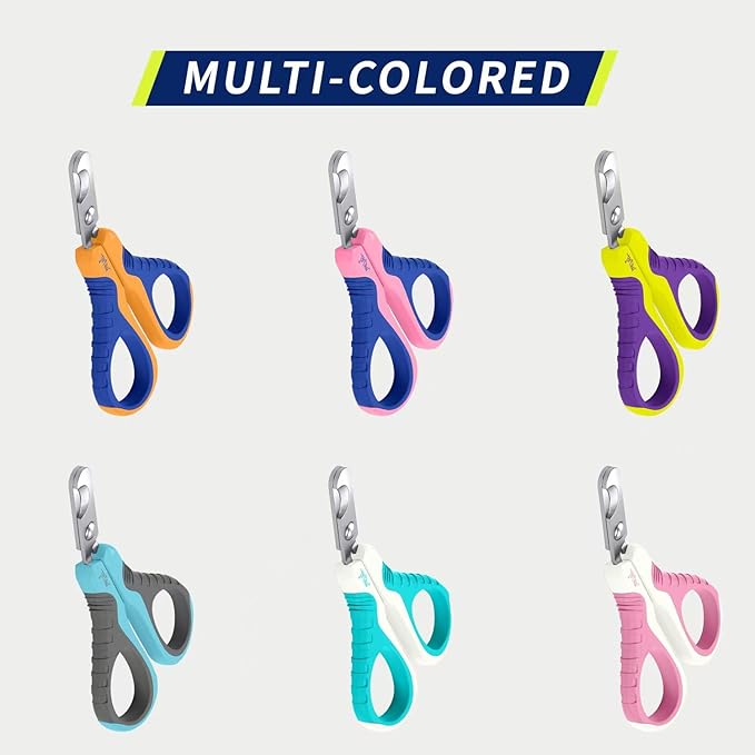 WePet Pet Nail Clippers U07.1, Professional Claw Trimmer, Bended Scissor Special for Cats, Kittens, Dogs, Puppies, Small Animals, Orange/Navy Blue