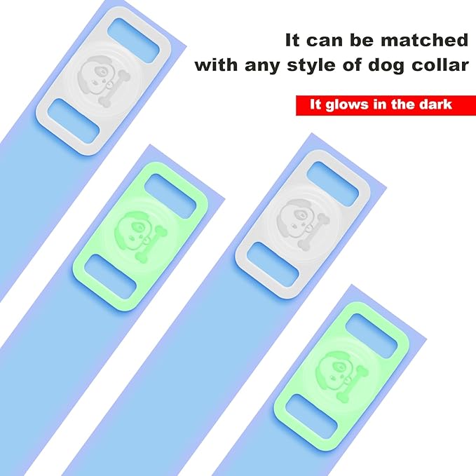 Kiniza 4 Pack Silicone AirTag Cat Dog Pets Collar Holder Waterproof with GPS Tracker for Apple White