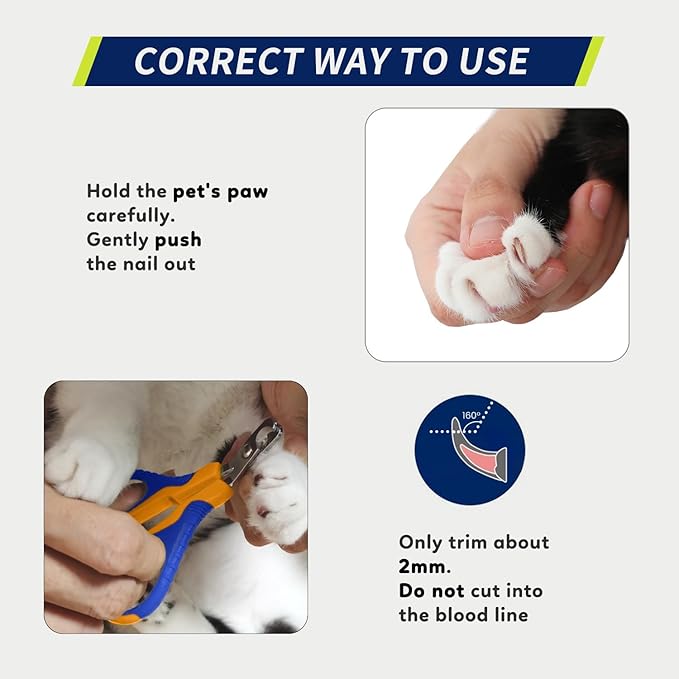 WePet Pet Nail Clippers U07.1, Professional Claw Trimmer, Bended Scissor Special for Cats, Kittens, Dogs, Puppies, Small Animals, Orange/Navy Blue