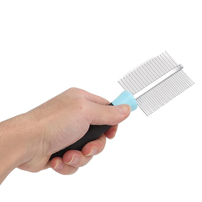 Dog Cat Combs,Top Pet Detangler Brush for Long,Curly Hair,Comb Removes, Prevents Matted Fur, Cat Needle Combs for Goldendoodle, Poodle Mixes, And Cat Undercoat (Blue)