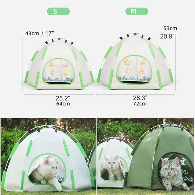 Cute Cat Teepee Cave, Cat Tent Foldable Indoor Outdoor with Thick Mat,Puppy Bed Tent,Bunny Pet Tent Teepee,Portable Dog House Teepee Tent, Cat Bed,Dog Bed Tent,Puppy Bunny,Pet Tent Teepee (K, S)