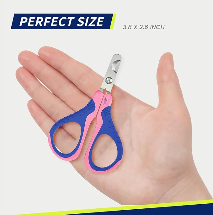 WePet Pet Nail Clippers U07.1, Professional Claw Trimmer, Bended Scissor Special for Cats, Kittens, Dogs, Puppies, Small Animals, Pink/Navy Blue