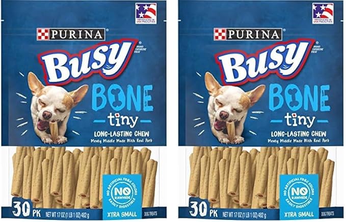 Purina Busy Made in USA Facilities Toy Breed Dog Bones, Tiny - 30 ct. Pouch (Pack of 2)