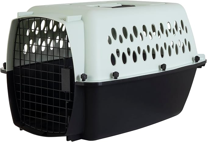 Petmate Pet Porter Fashion Dog Kennel - Crate for Pets 15-20 lbs - Airline Approved Pet Carrier - Durable Plastic Shell - For Home and Travel - Made in USA - 24 Inches - Pale Aqua and Black
