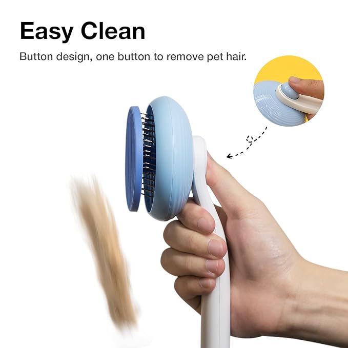 Self-Cleaning Slicker Brush for Cat & Dog Grooming - Removes Tangles, Loose Undercoat, and Mats (Blue, 2 Pack)